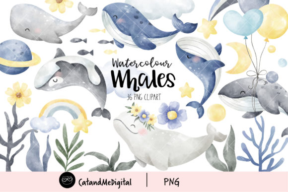 Download Whales Watercolor Nursery Clipart - Nursery clipart Collection