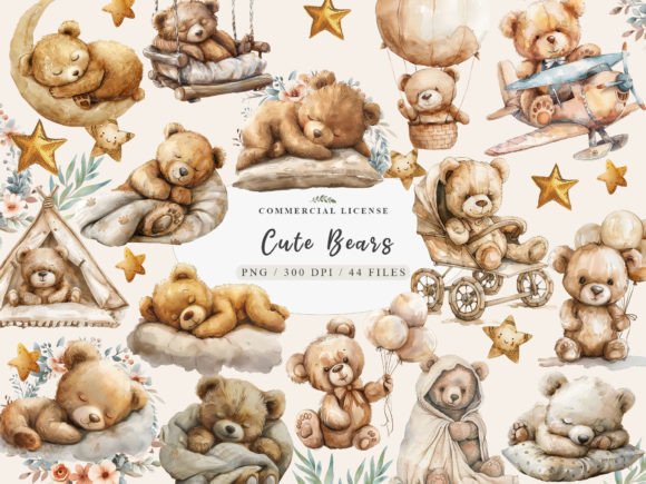 Download Teddy Bear Bundle, Boho Nursery Clipart, - Nursery clipart Collection