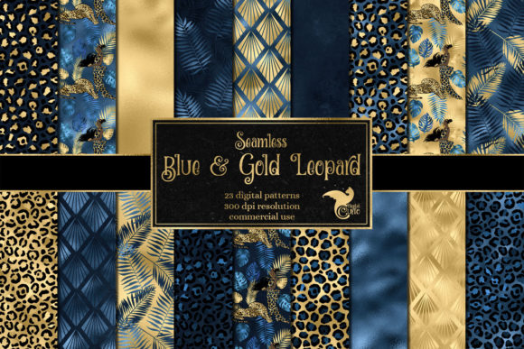 Download Blue and Gold Leopard Digital Paper - Old Collection