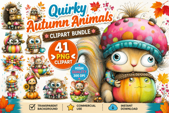 Download Quirky Funny Autumn Animals Clipart - Funny Collection