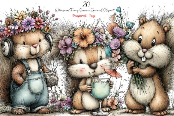 Download Whimsical Funny Summer Squirrel Clipart - Funny Collection