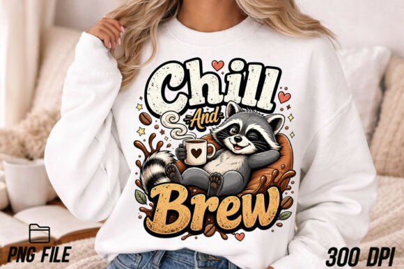 Download Chill and Brew Funny Raccoon PNG - Funny Collection