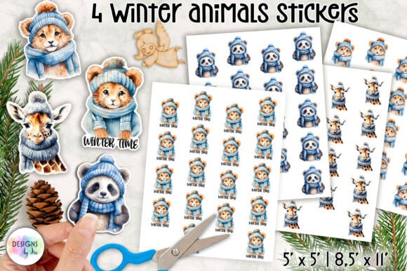 Download Winter Animals Stickers, Cozy Animals - Premium Resources
