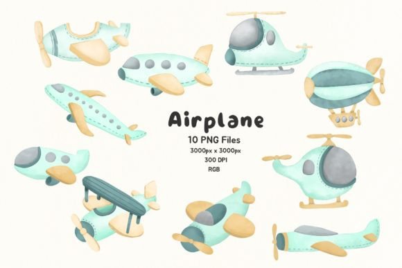Download Airplane Watercolor Nursery Clipart Set - Nursery clipart Collection