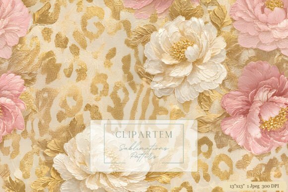 Download Pink Gold Leopard Floral Pattern Design - Old Collection