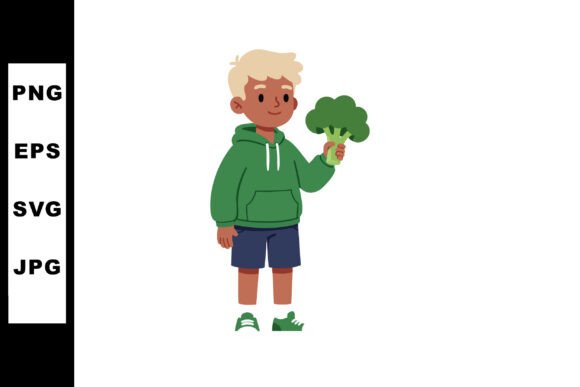 Download Boy Holding Broccoli Healthy Eating Habi - Old Collection