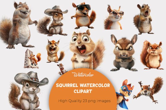 Download Funny Squirrel Watercolor Clipart - Funny Collection