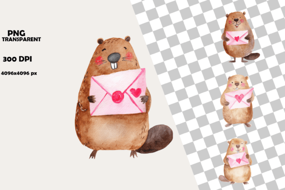 Download Adorable Beaver Holding Valentine Letter - Old Collection
