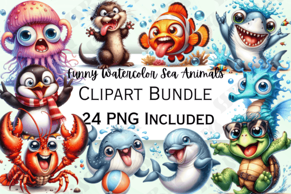 Download Cute Funny Watercolor Sea Animal Clipart - Funny Collection