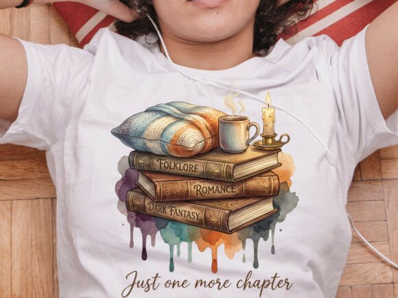 Download Fantasy Stacked Book Cozy Art Tshirt Png - Cozy art Collection