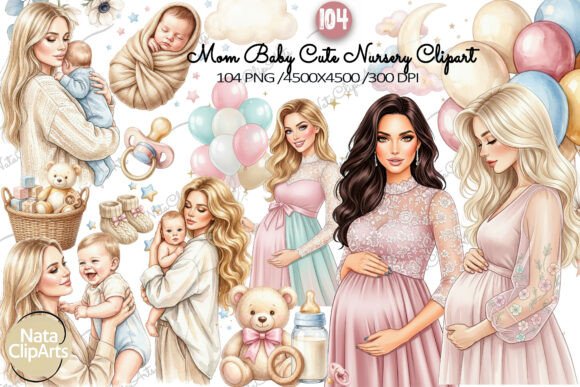 Download Mom Baby Cute Nursery Clipart - Nursery clipart Collection