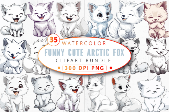 Download Funny Cute Arctic Fox Clipart Bundle - Funny Collection