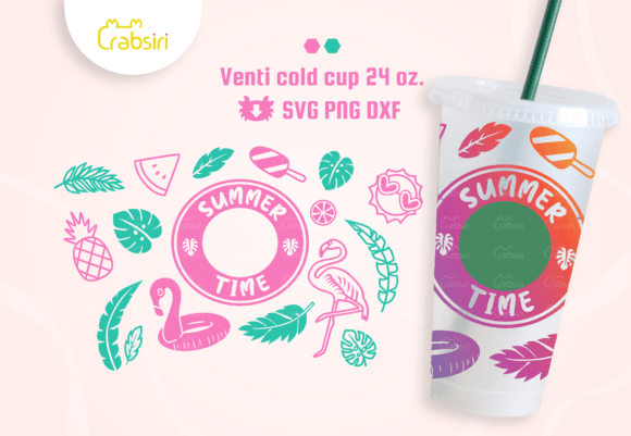Download Summer Time Venti Cold Cup 24oz SVG - Old Collection